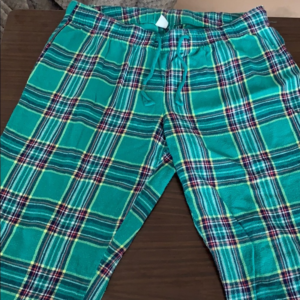 Green plaid pajama pants